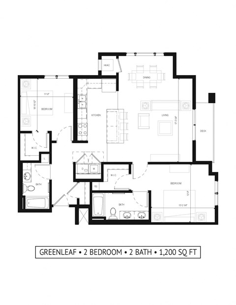 Two Bedroom Two Bathroom Floor Plan at Gabella at Parkside, Apple Valley, MN
